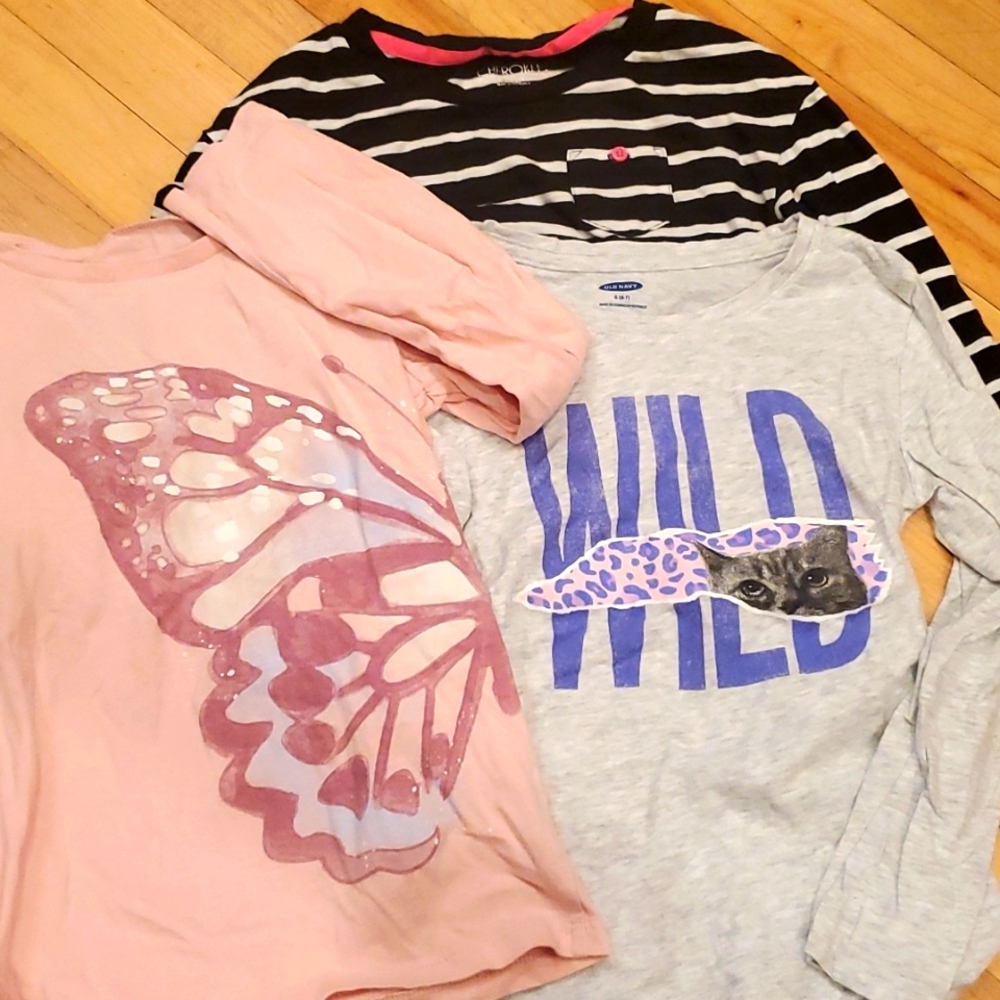 Cat or butterfly lover? Long sleeve bundle, girls 6/7.